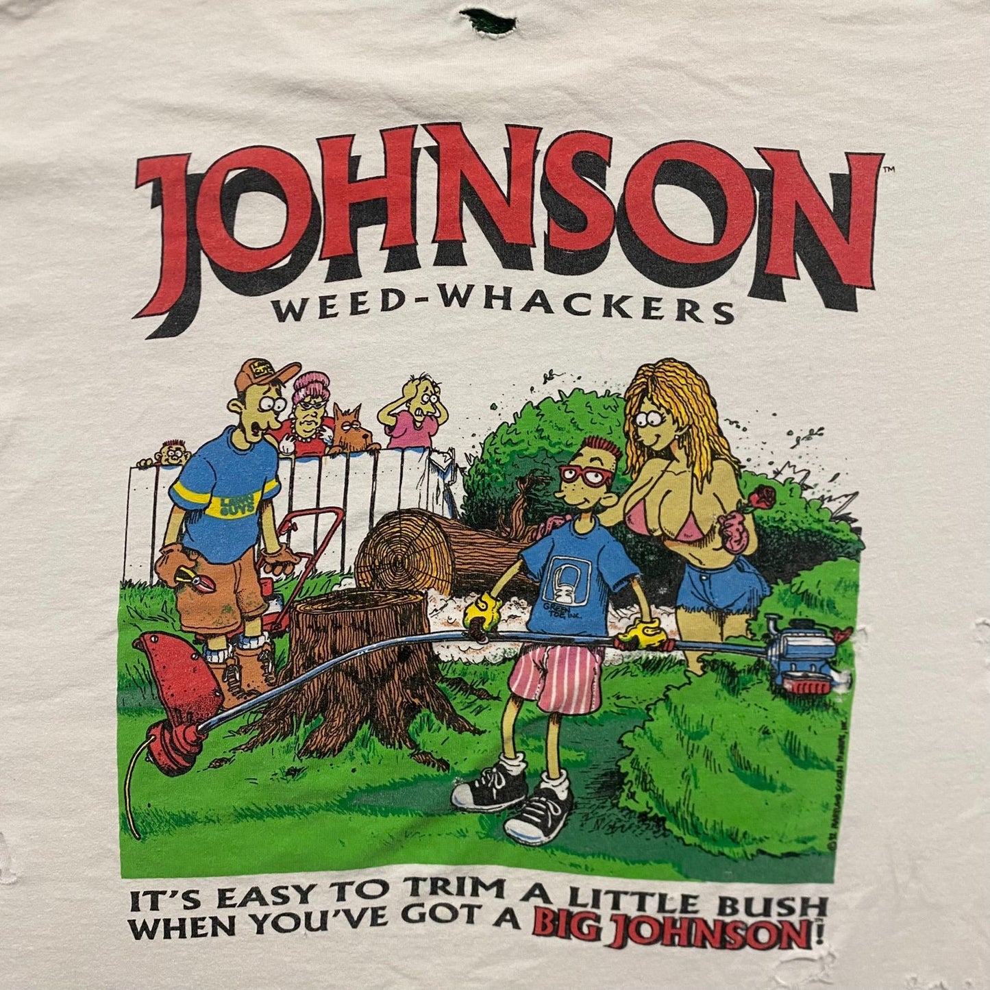 Vintage 90s Big Johnson Weed Whacker Single Stitch Funny Tee