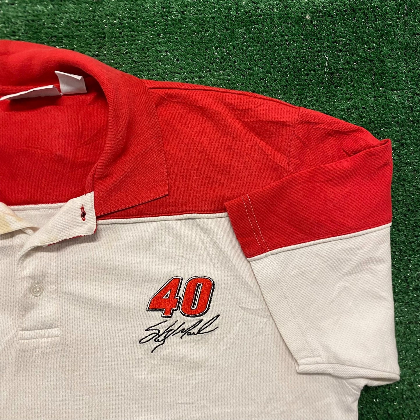 Vintage 90s NASCAR Coors Light Beer Racing White Polo Shirt