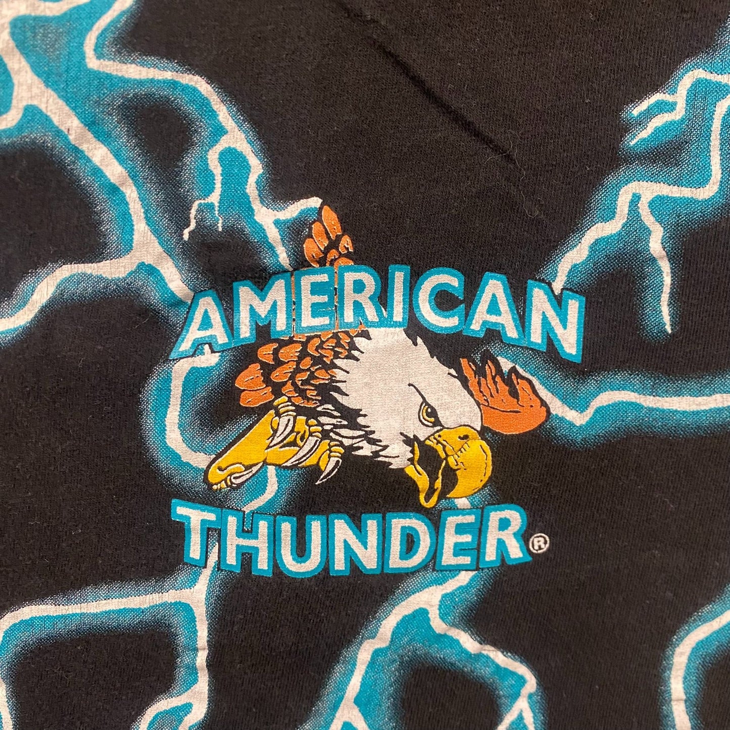 Vintage 90s American Thunder Shirt Hot Rod Racing AOP Tee