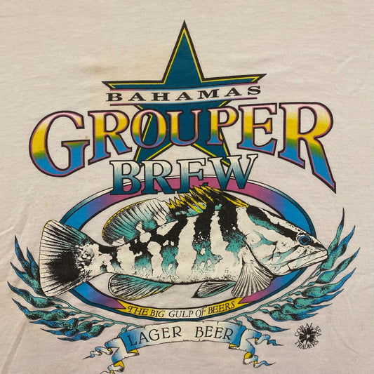 Bahamas Grouper Brew Vintage 90s Beer T-Shirt