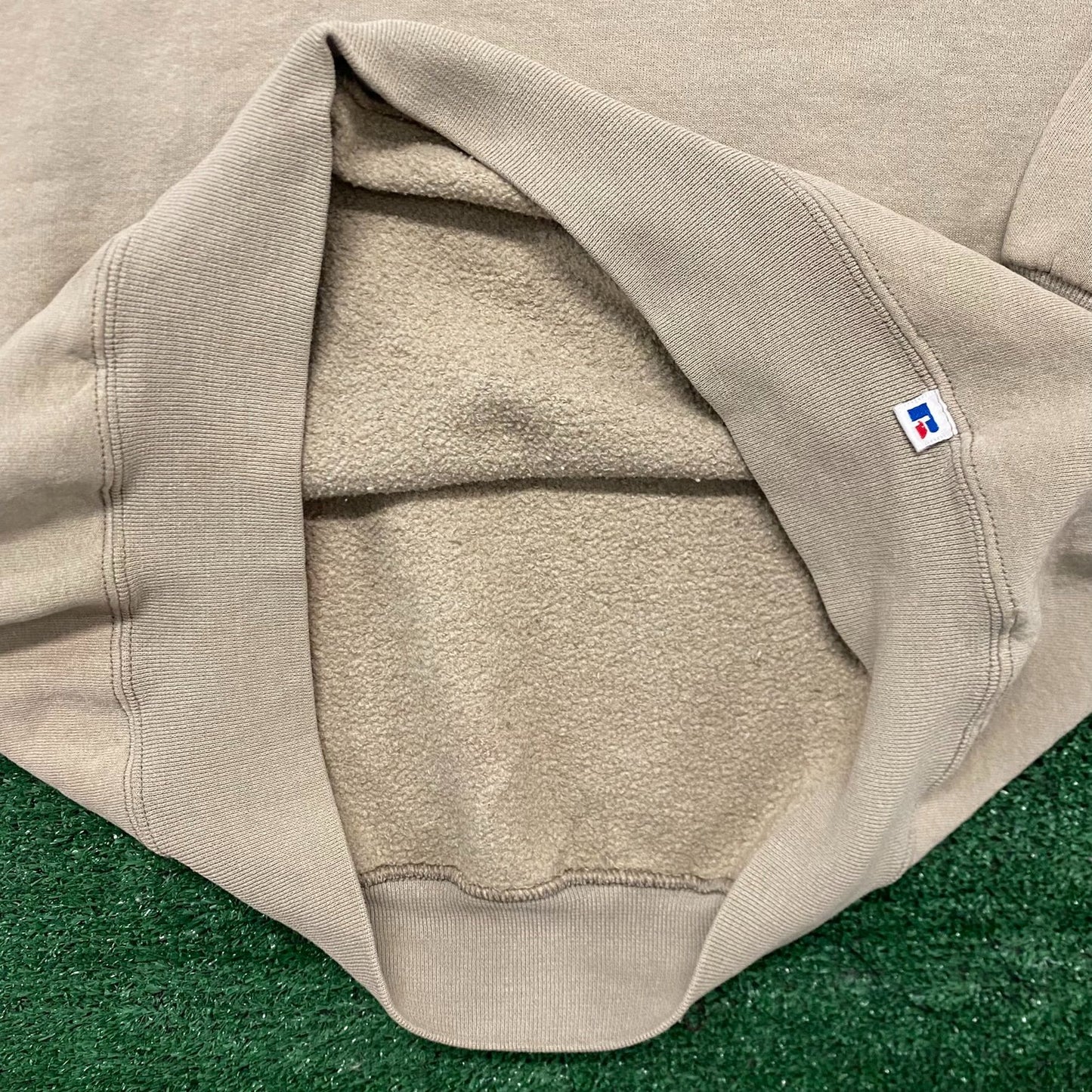 Vintage 90s Russell Crewneck Beige Tan Tonal Sweatshirt