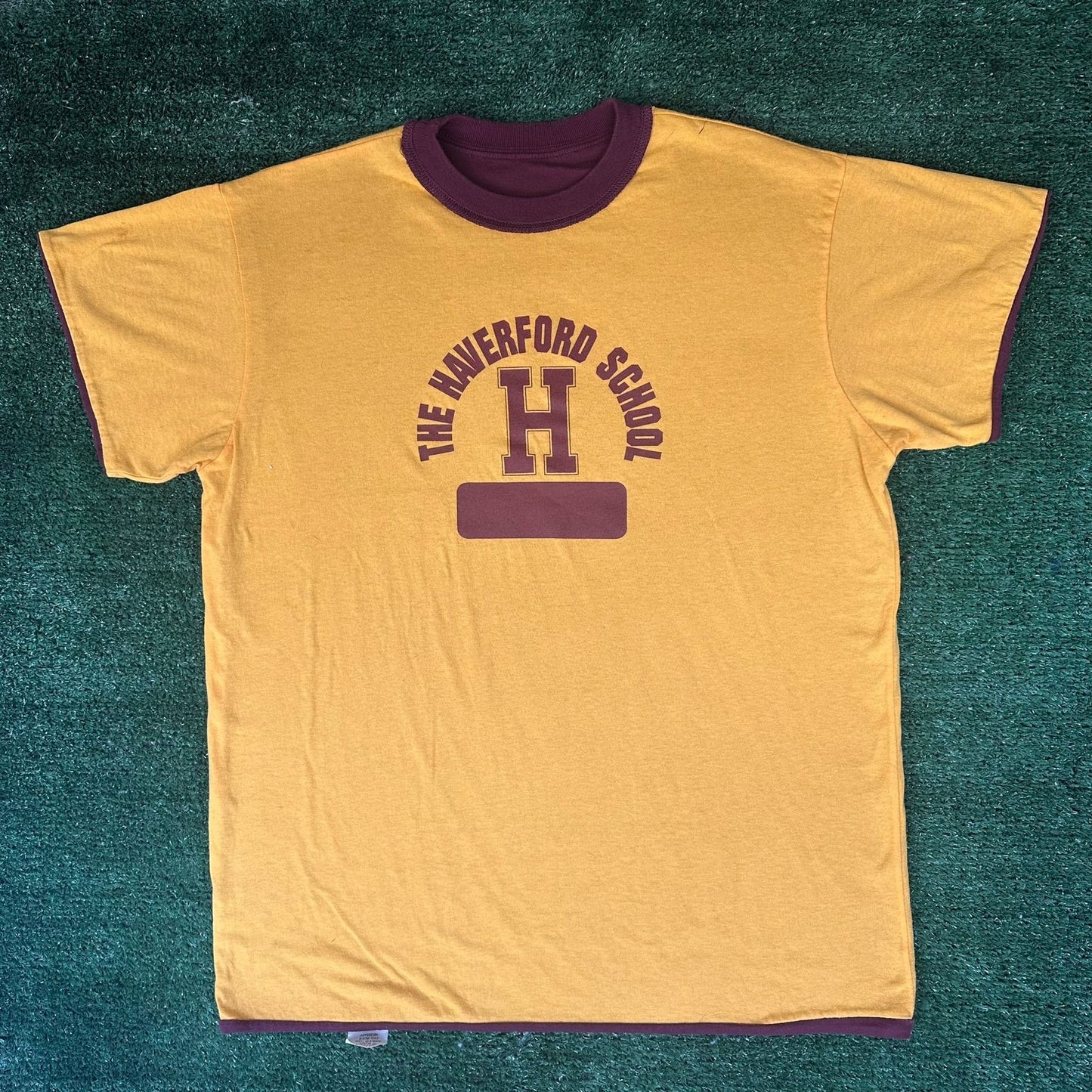 Vintage 90s Haverford School Reversible T-Shirt Preppy College Athletic Maroon M