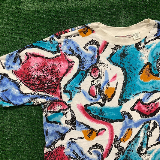 Vintage 80s Abstract Art Geometric AOP Essential T-Shirt