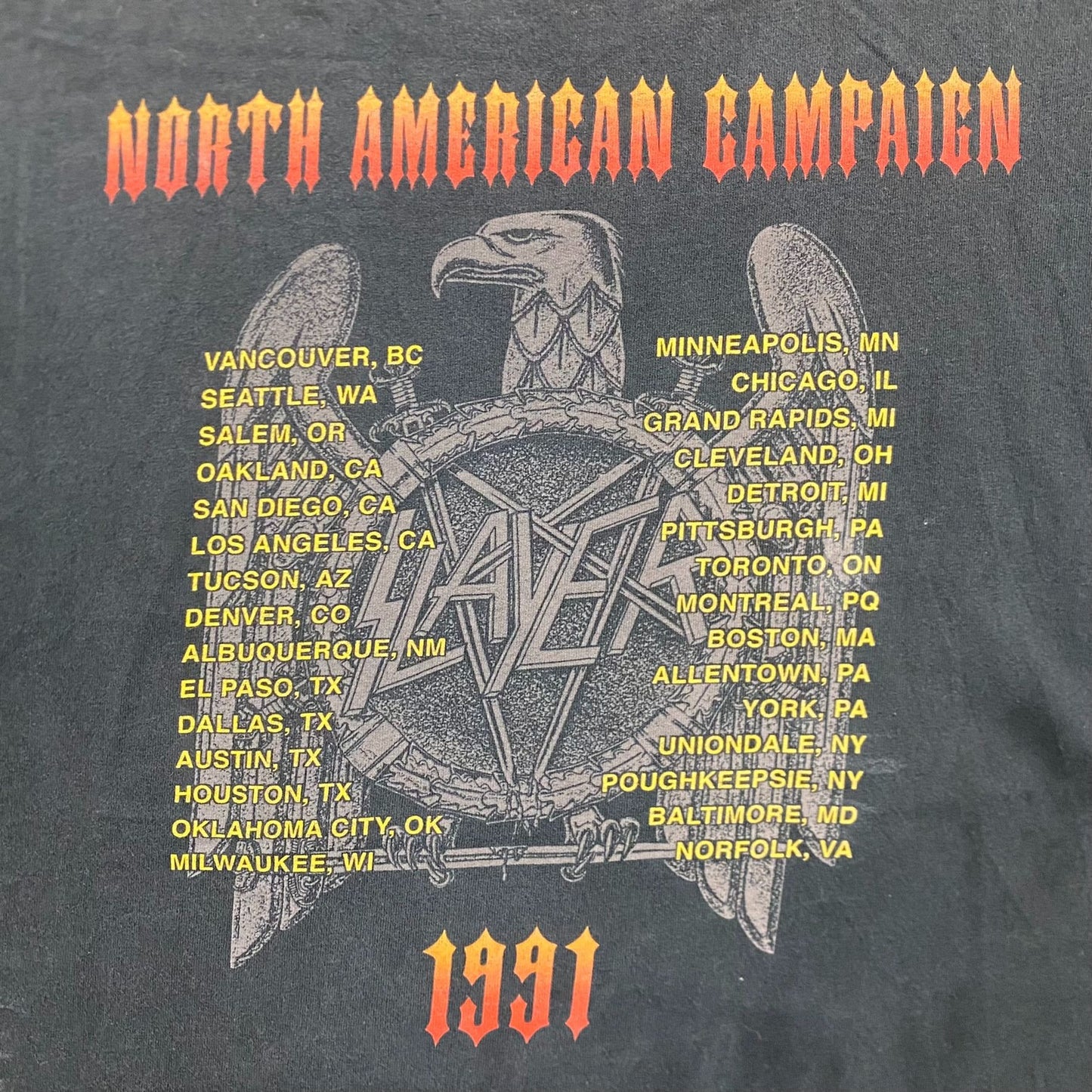 Vintage Y2K Slayer Seasons in the Abyss Tour Metal Band Tee