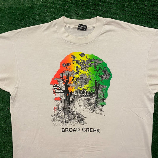 Rainbow Forest Trees Vintage 90s Nature T-Shirt