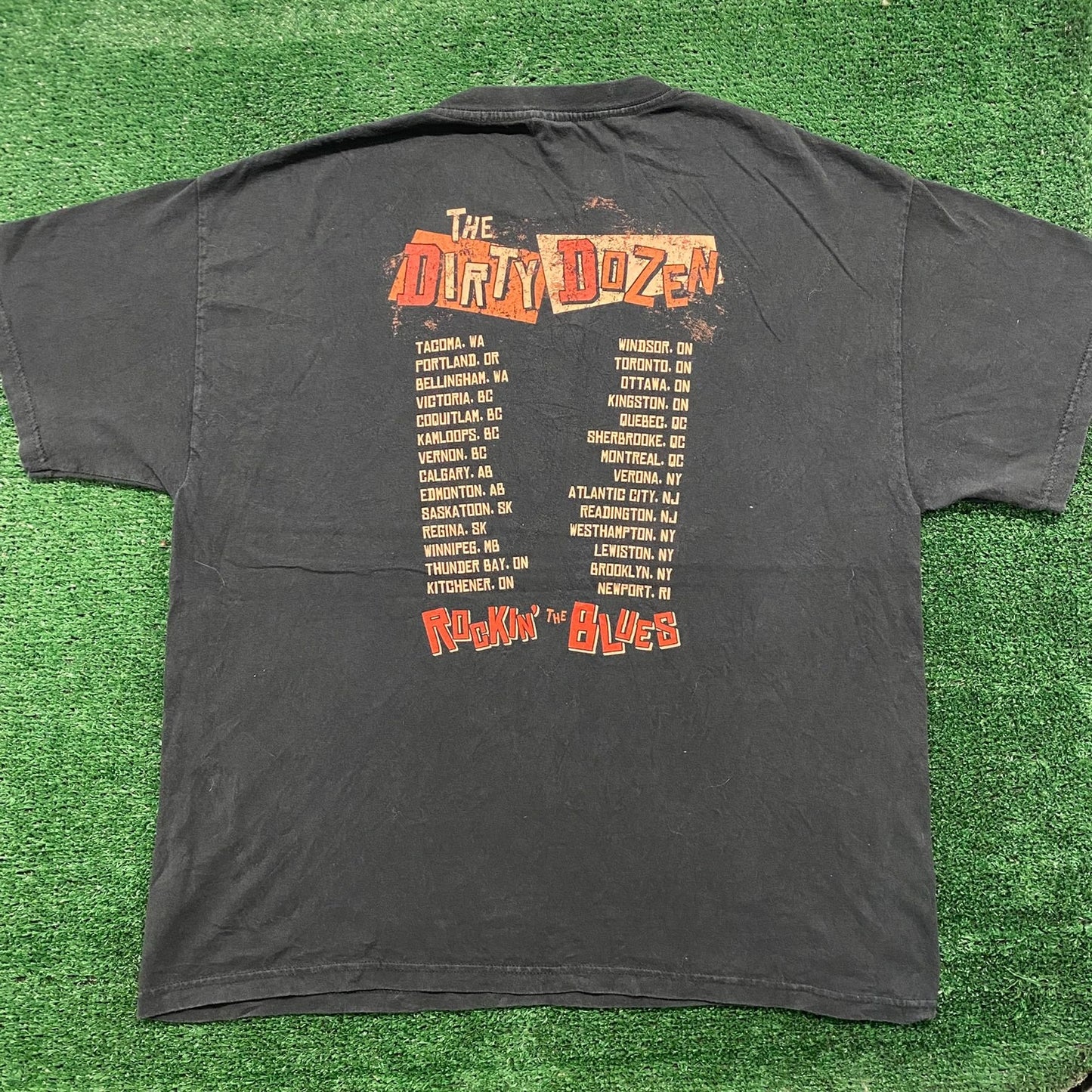 Vintage Y2K Sun Faded Dirty Dozen Blues Rock Band T-Shirt