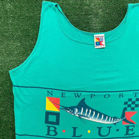 Vintage 80s Newport Nautical Single Stitch Surf Beach Tank