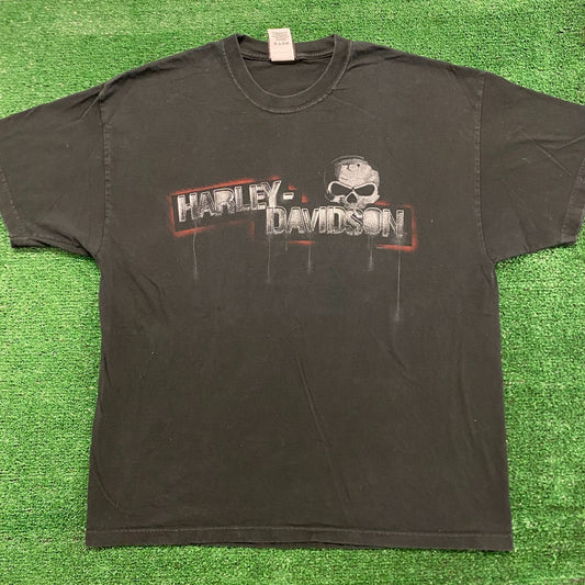 Harley Davidson Skull Vintage Moto Biker T-Shirt