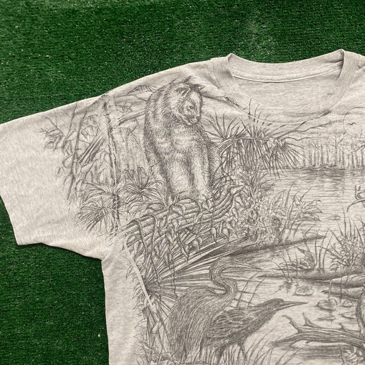 Vintage 90s Nature Landscape Art Baggy Single Stitch AOP Tee