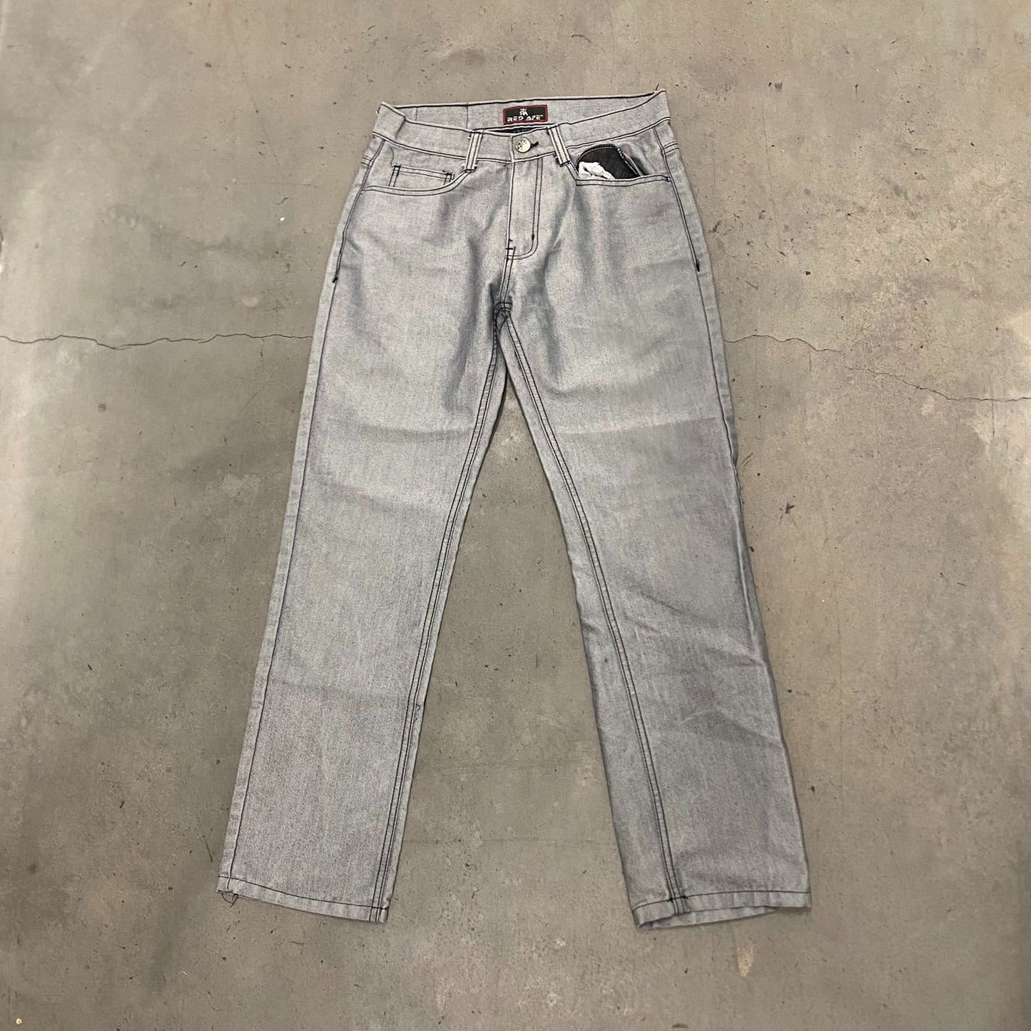 Vintage Y2K Embroidered Essential Gray Denim Jeans