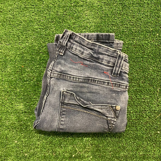 Stonewashed Faded Dark Wash Skinny Jeans