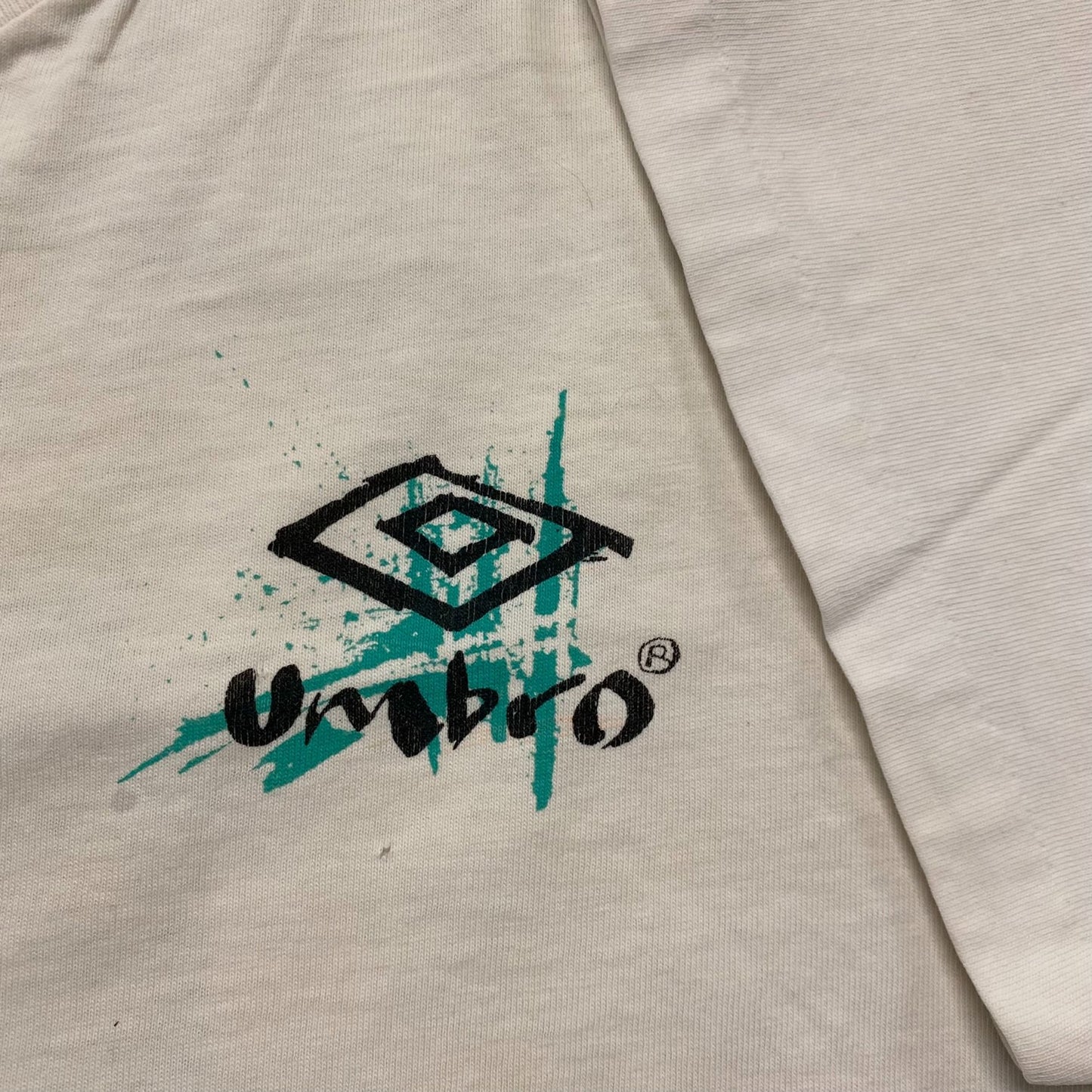 Vintage 90s Umbro Neon Sketch Shirt Soccer Art Single Stitch