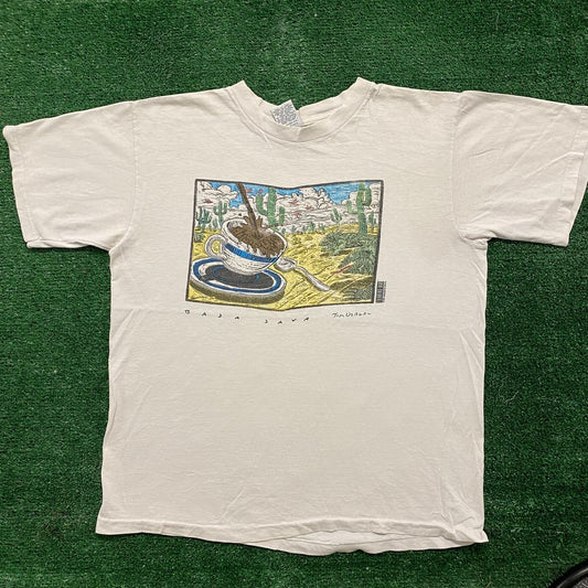 Vintage 90s Coffee Comic Painting Humor Single Stitch Tee