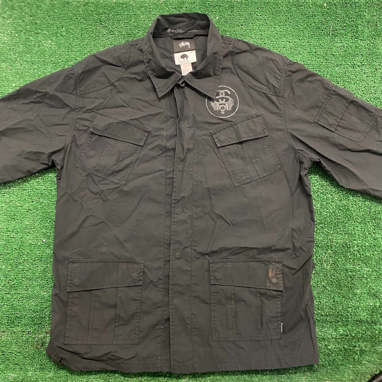 Stussy Ready and Forward Black Button Up Field Shirt Jacket