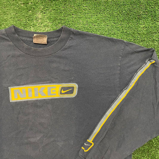 Vintage Y2K Nike Swoosh Logo Long Sleeve Sun Faded Baggy Tee