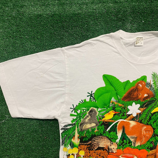 Vintage 90s Borneo Nature Animal Shirt Jungle Rainforest Tee