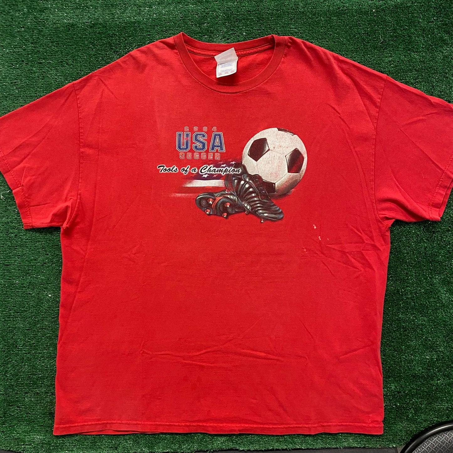 Vintage Y2K USA Soccer Shirt Red Olympics America Sports Tee