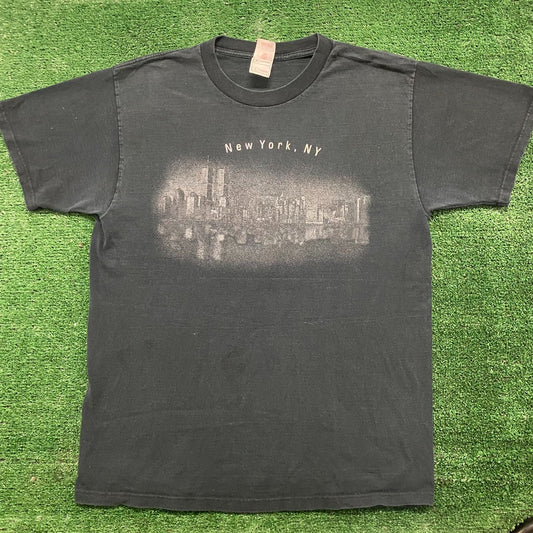 Vintage Y2K New York Skyline Essential Sun Faded Tourist Tee