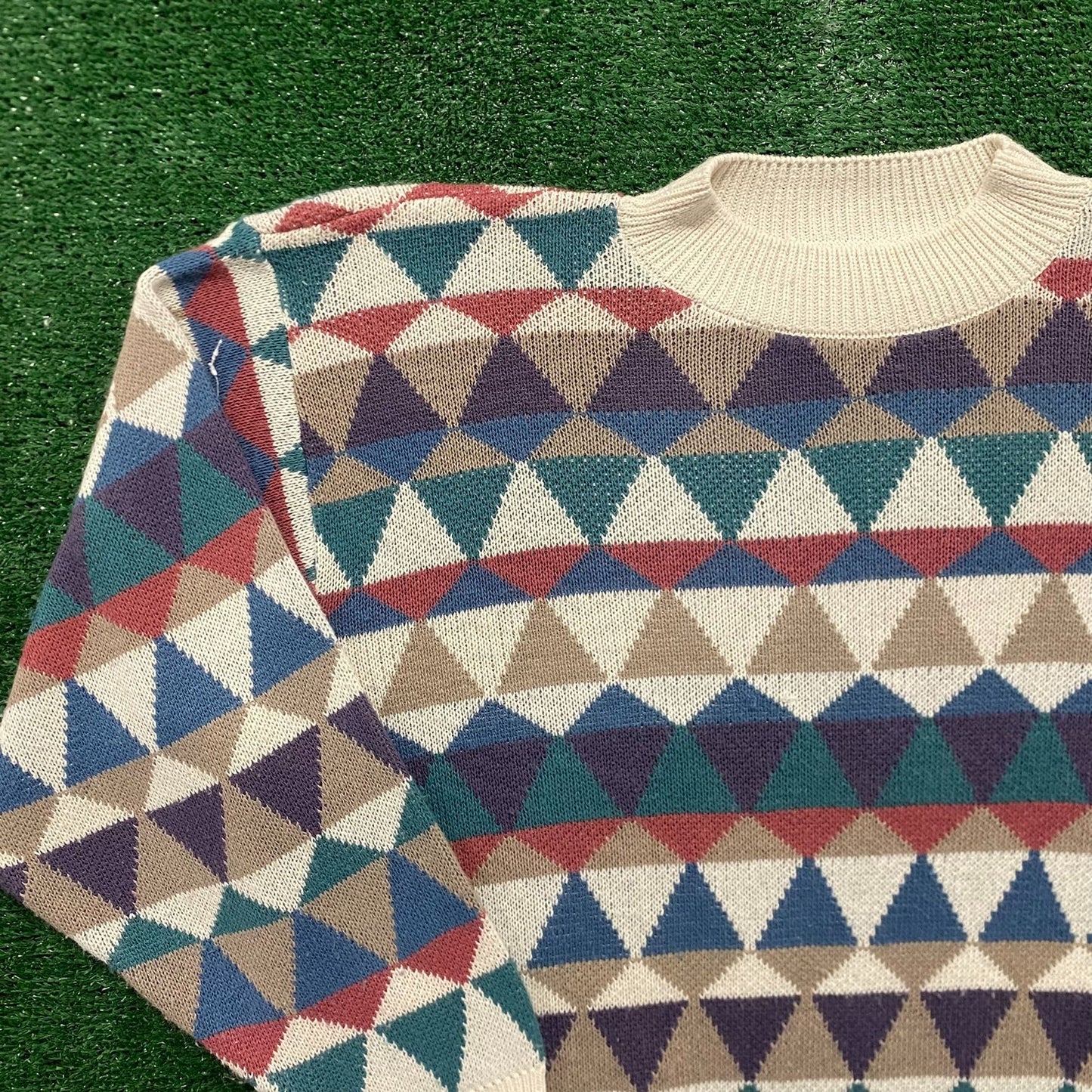 Vintage 90s Geometric Essential Pattern Crewneck Sweater