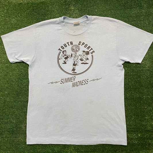 Vintage 80s Essential Summer Youth Sports Single Stitch Tee