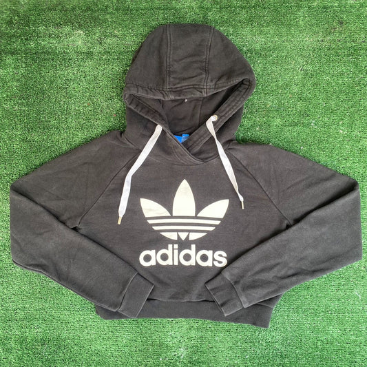 Vintage Y2K Adidas Logo Hoodie Crop Top Trefoil Sweatshirt
