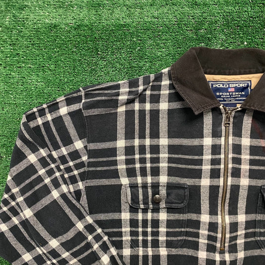 Vintage 90s Polo Ralph Lauren Plaid Flannel Zip Chore Jacket