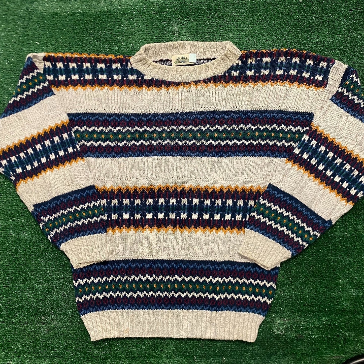 Vintage 90s Fair Isle Essential Striped Crewneck Sweater