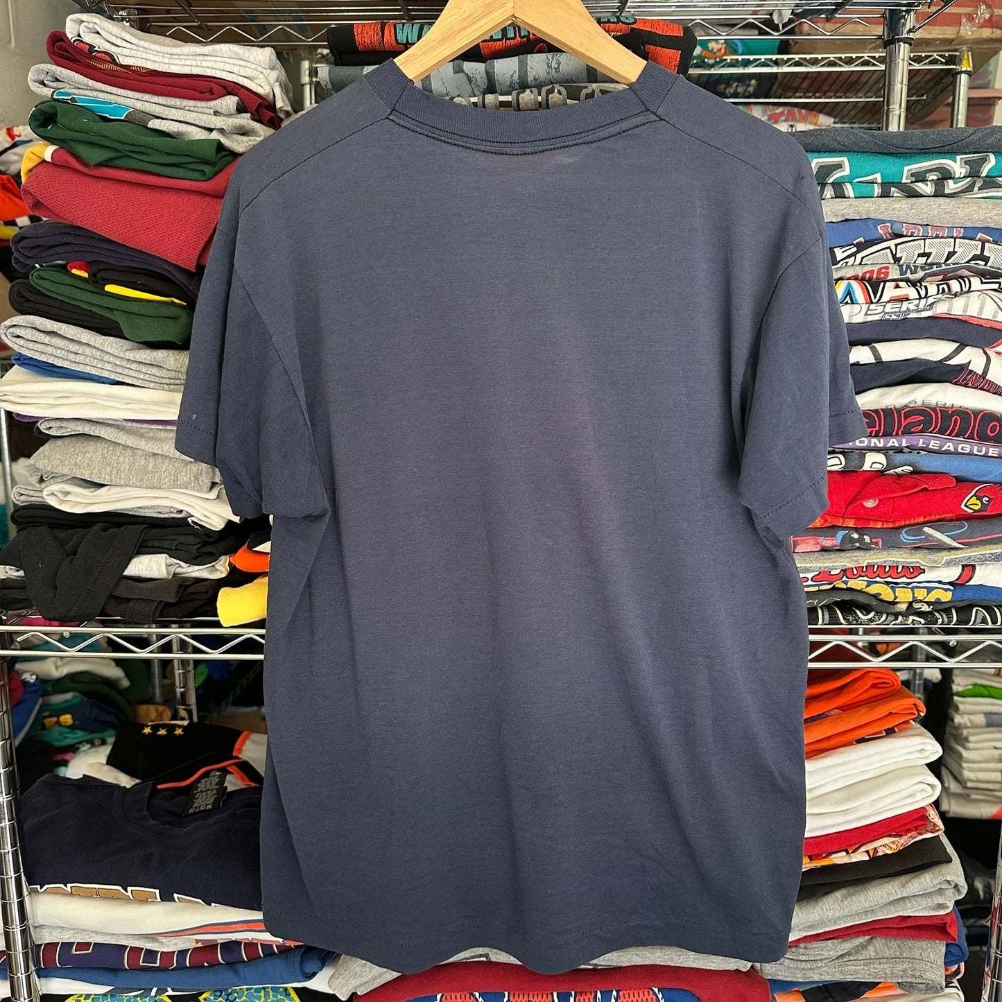 Vintage 90s Birds Floral Nature T-Shirt Puff Print Single Stitch Cottage Navy L