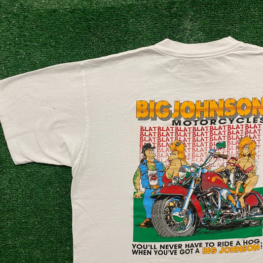 Vintage 90s Big Johnson Motorcycles Single Stitch Funny Tee