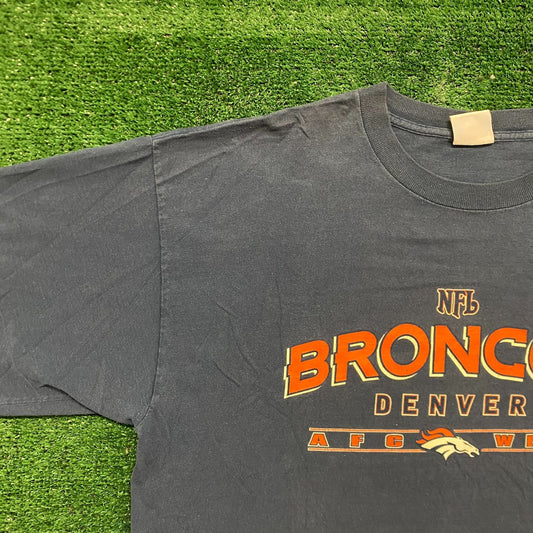 Vintage Y2K Denver Broncos Shirt Sun Faded Football Logo Tee