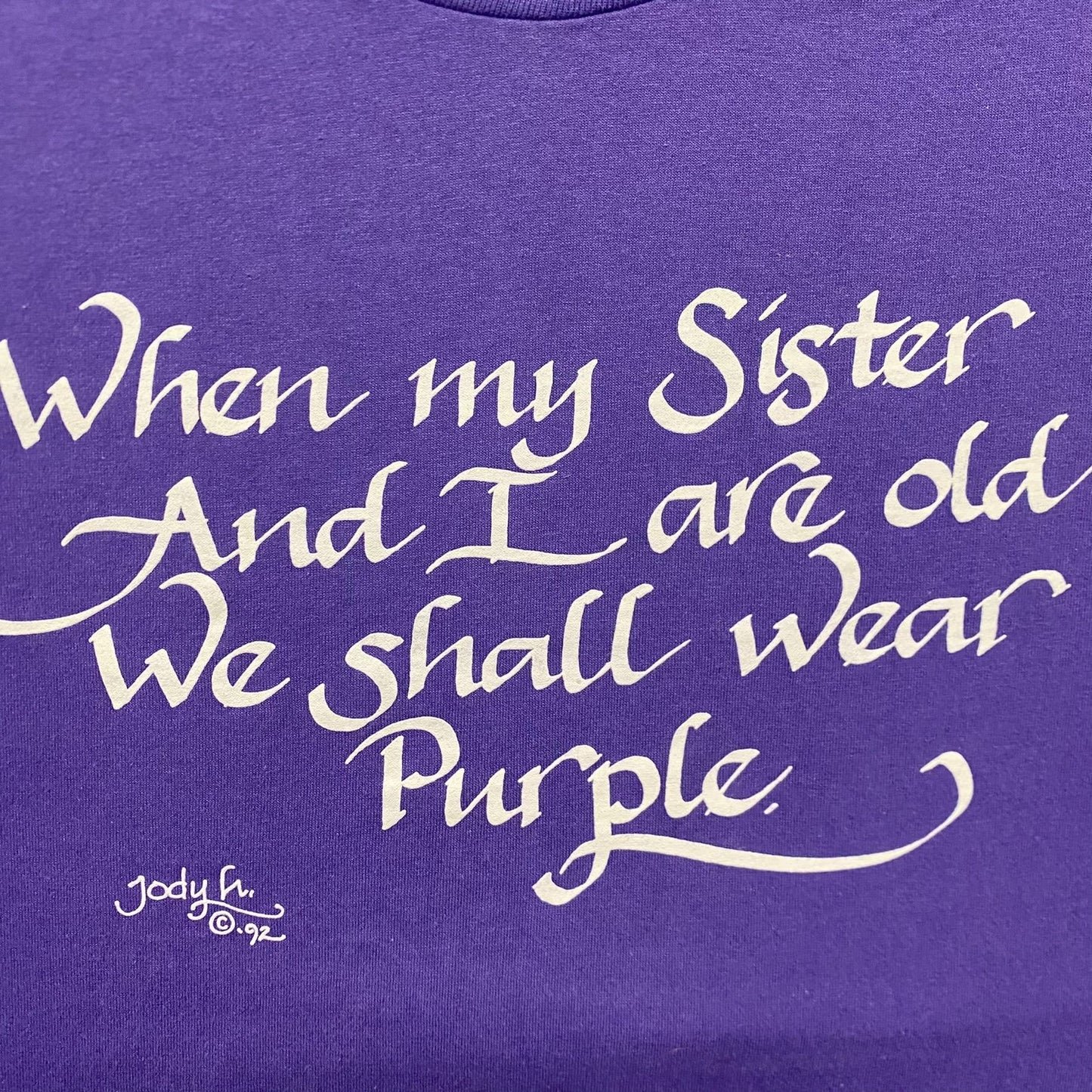 Vintage 90s Purple Sister Quote Single Stitch Baggy Tee