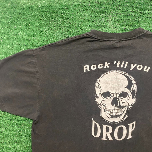 Vintage Y2K Rock Skull Sun Faded Baggy Goth Punk Tee