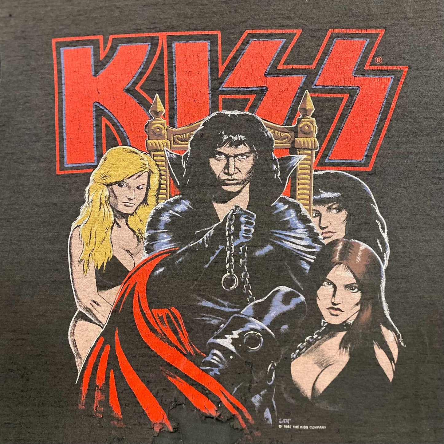 Vintage 80s KISS Gene Simmons Dirty Job Metal Band T-Shirt