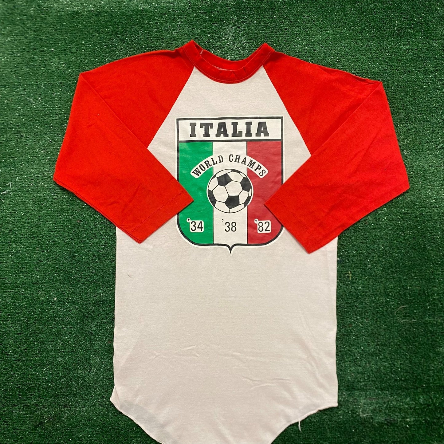 Vintage 80s Italy World Cup Soccer Shirt Single Stitch Tee