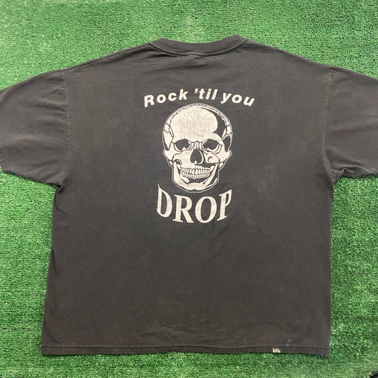 Vintage Y2K Rock Skull Sun Faded Baggy Goth Punk Tee