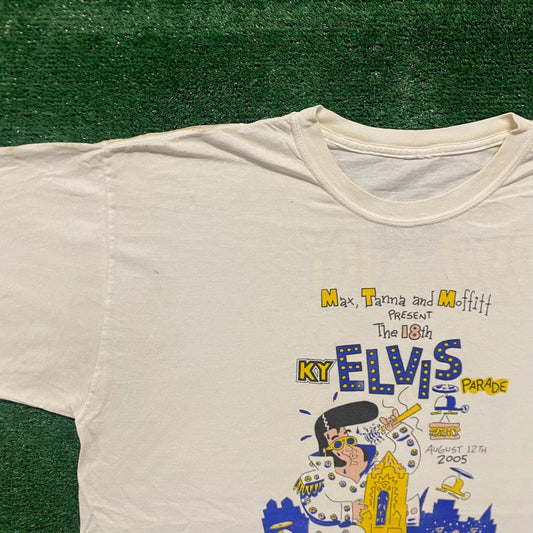 Vintage Y2K Elvis Parade Kentucky Funny Comic Rock Band Tee