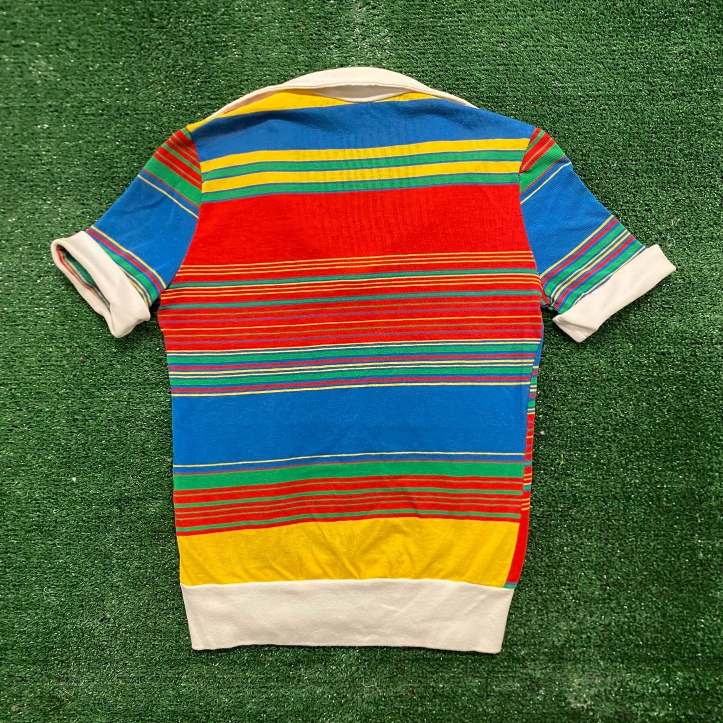 Vintage 80s Colorful Striped Essential Knit Polo Shirt