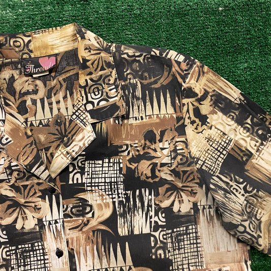 Black Brown Flowers Vintage Floral Aloha Hawaiian Shirt