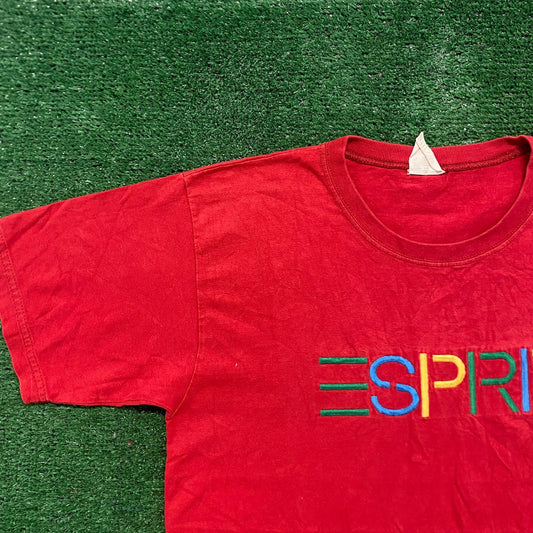 Vintage 80s Esprit Embroidered Spell Out Logo Essential Tee