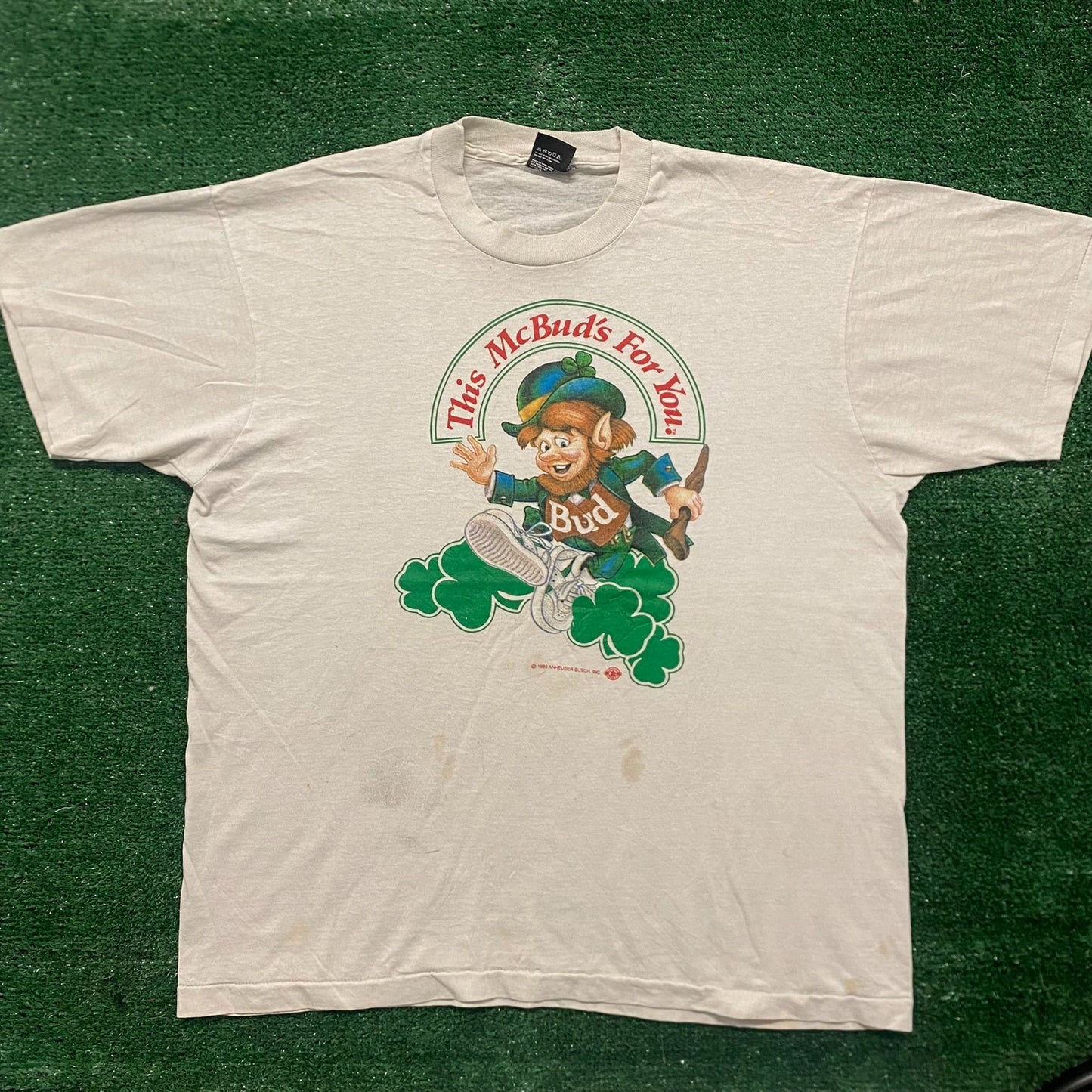 Vintage 80s Budweiser McBud Leprechaun Single Stitch Tee