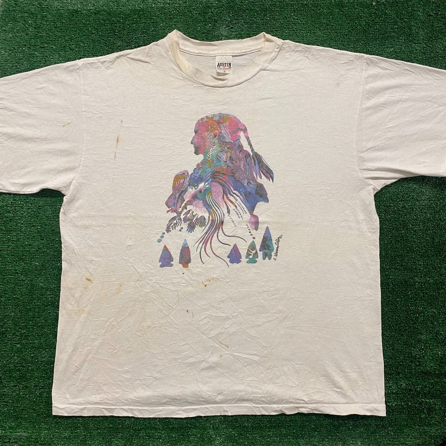 Vintage 90s Baggy Native American Art Single Stitch T-Shirt