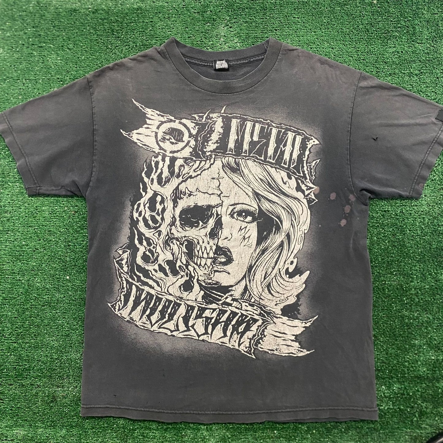 Vintage 90s Metal Mulisha Skull Sun Faded Goth Punk Band Tee