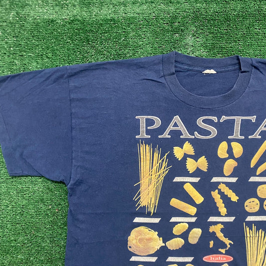 Vintage 80s Pasta Types Single Stitch Sun Faded Food Tee