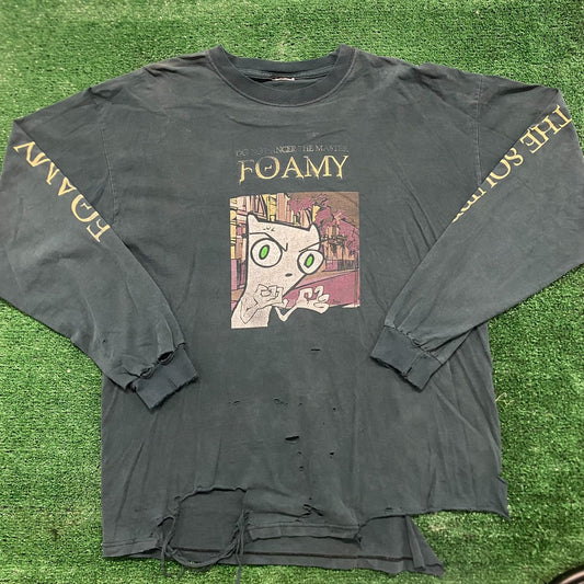 Vintage Y2K Foamy Squirrel Goth Cartoon Thrashed Long Sleeve Tee