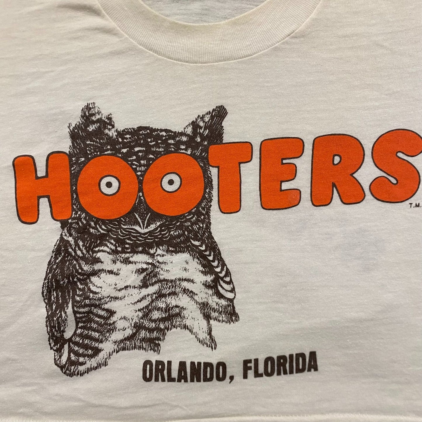 Vintage 80s Hooters Orlando Logo Crop Top Single Stitch Tee