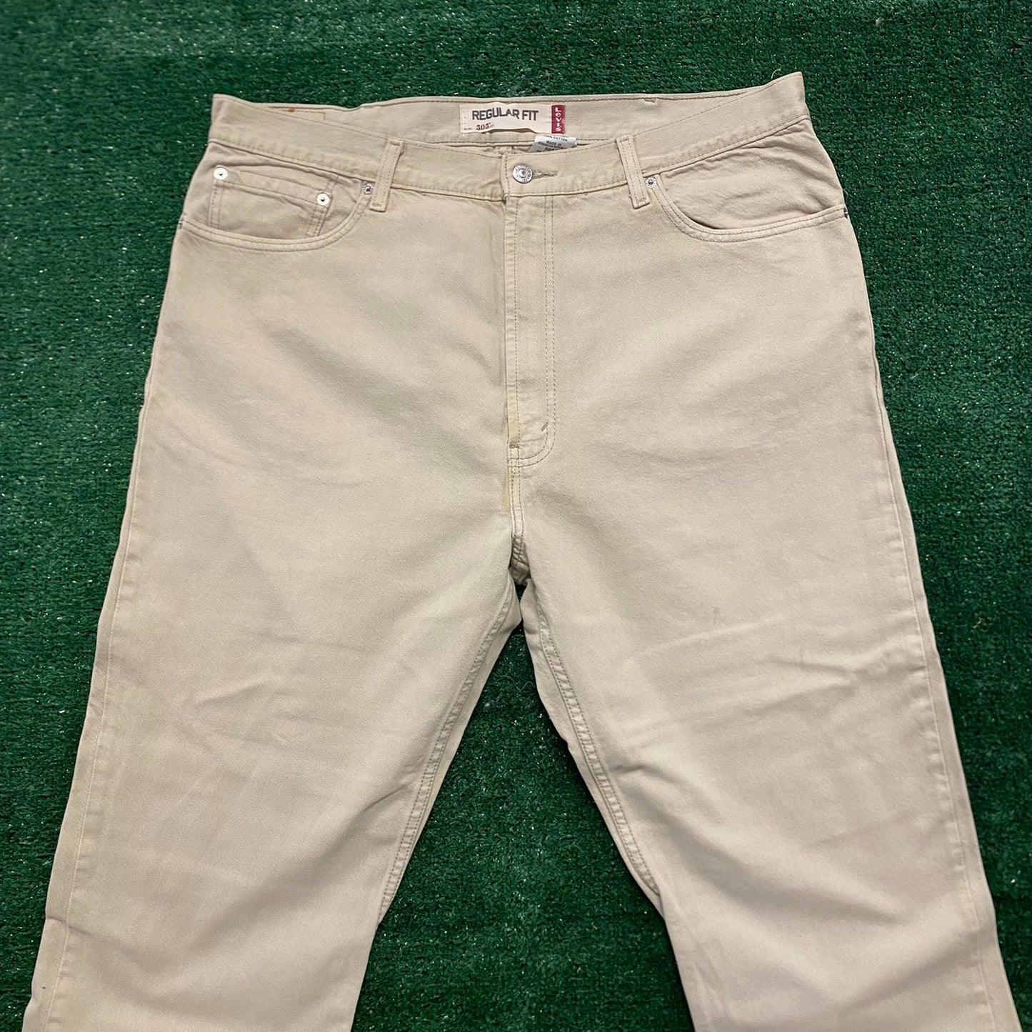 Levi's 505 Straight Fit Beige Vintage Denim Jeans Pants
