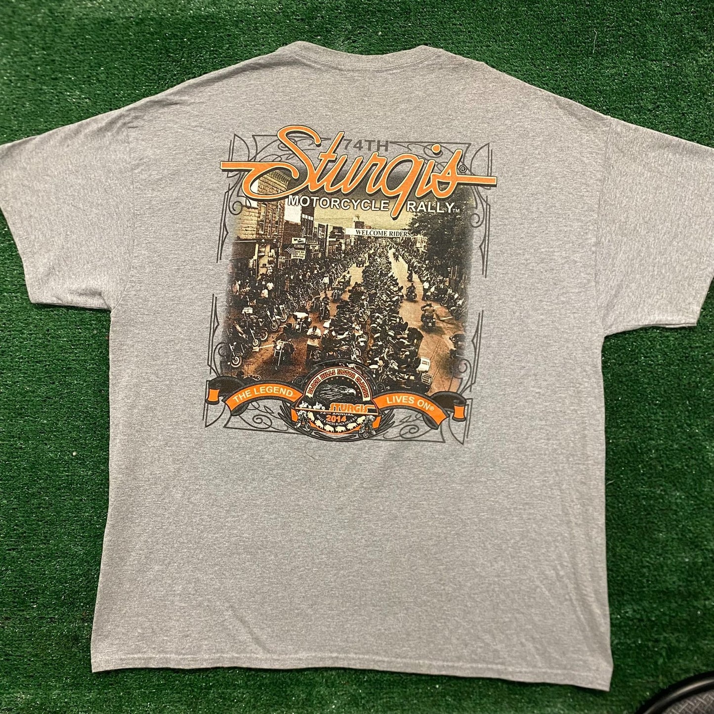 Vintage Y2K Sturgis Motorcycle Rally Baggy Biker Gray Tee