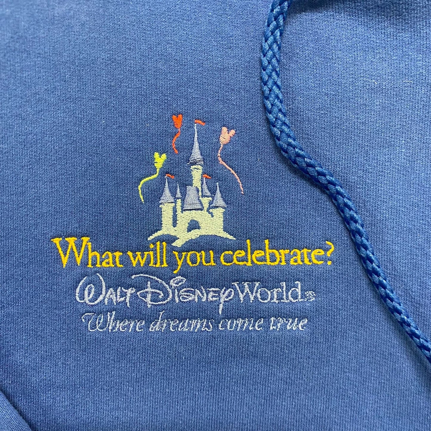 Vintage Y2K Walt Disney World Blue Zip Hoodie Sweatshirt