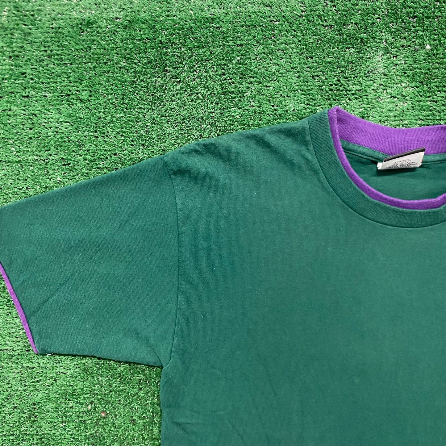 Vintage 90s Green Purple Blank Shirt Plain Single Stitch Tee