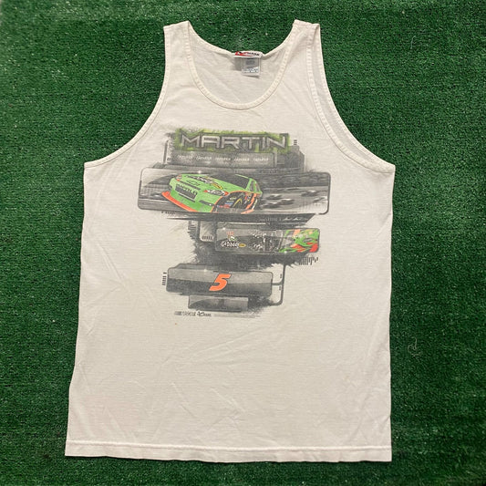 Vintage Y2K NASCAR Mark Martin Auto Racing White Tank Top